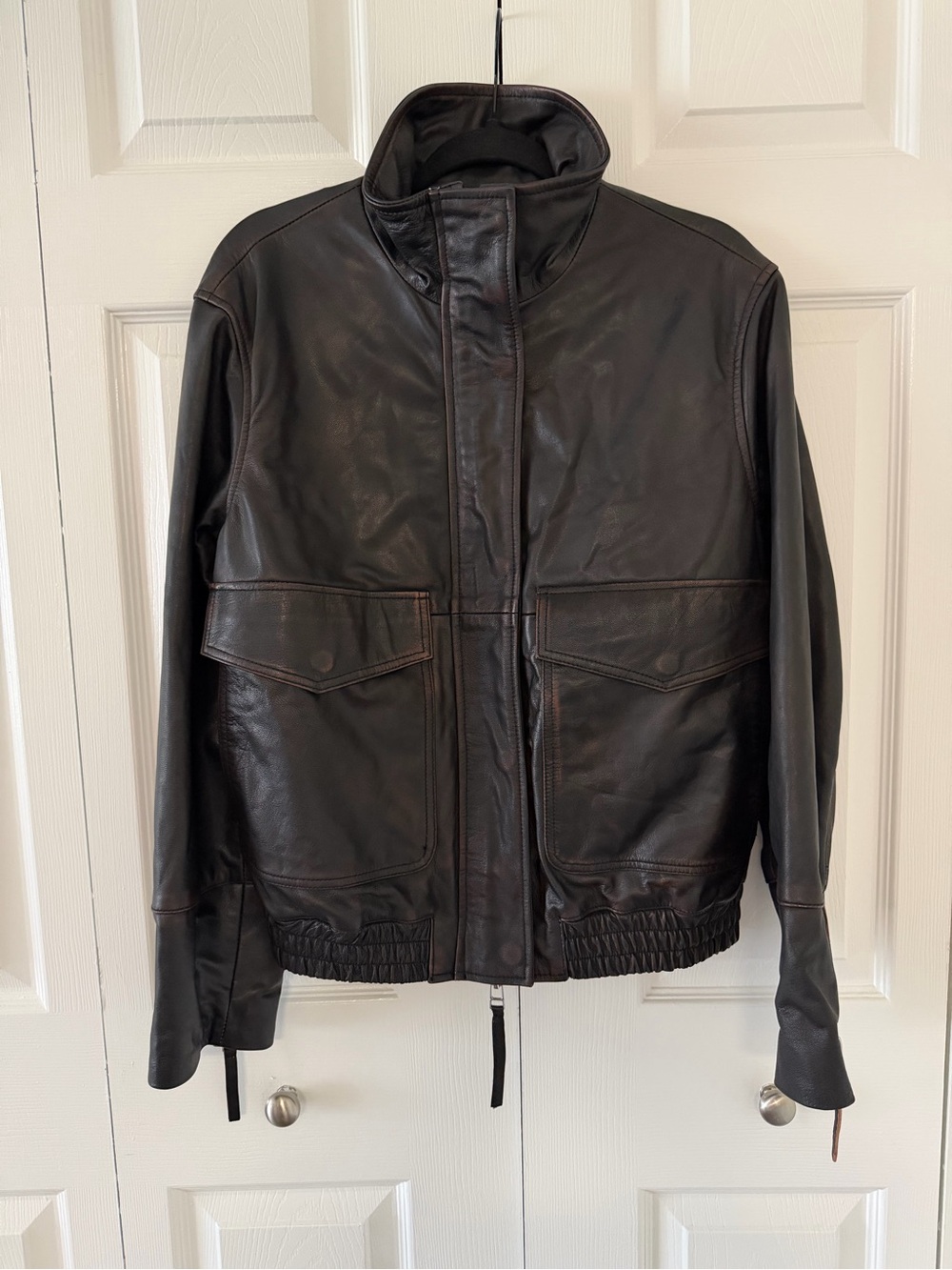 Zara 100% Goat Leather Bomber Jacket Limited Edition Black Size S 5479/061/800 - Picture 3 of 11